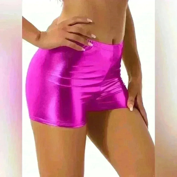 Women's Shiny Metallic High Waist Boyshort Rave Dance Booty Shorts Hot Pants - Picture 1 of 2